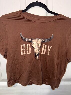 SHEIN Brown Crewneck Tee